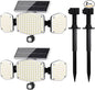Solar Motion Sensor Outdoor Lights with Stakes, In-Ground or Wall Mount, 270° Wide Angle Illumination, 208 LED Solar Powered Security Flood Lights, IP65 Waterproof, 2 Pack