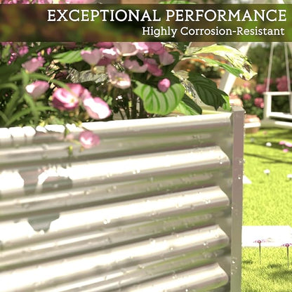 4 Pack 6x3FT Corrugated Galvanized Steel Raised Garden Bed Outdoor, Metal Above Ground Garden Bed for Vegetables and Flowers, Rectangle Raised Beds for Gardening