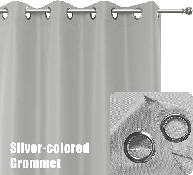 BONZER Wide Waterproof Outdoor Curtains for Patio Heavy Privacy Light Filtering Grommet Outside Curtains for Porch, Pergola, Gazebo, 1 Panel, 110W x 95L inch, Silver