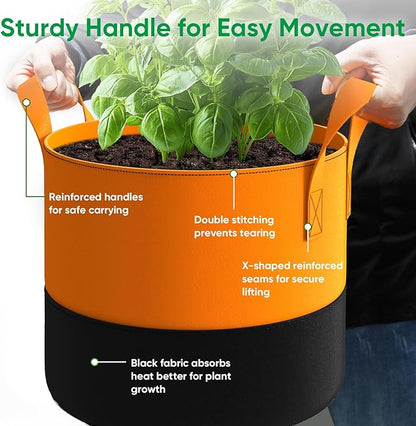 6-Pack 20 Gallon Grow Bags - 350G Heavy Duty Thickened Colorful Potato Grow Bags with Handles, Felt Nonwoven Garden Fabric Bags Gardening Pots for Vegetable Fruit Flowers Herbs Tomato Growing