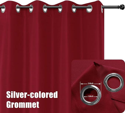 BONZER Waterproof Outdoor Curtains for Patio Porch Pergola Cabana Light Filtering Privacy Grommet Indoor Curtain Panels for Bedroom Living Room, 1 Panel, 84W x 84L inch, Red