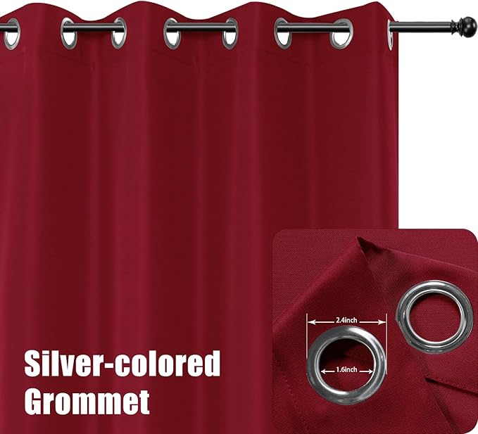 BONZER Outdoor Curtains for Patio Waterproof Thick Privacy Grommet Light Filtering Outside Curtains for Porch Pergola Gazebo Deck, 1 Panel, 84W x 108L inch, Red
