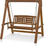 Furinno Tioman Hardwood Patio / Garden / Outdoor 4ft Porch Swing, 2 Seater with Stand, Natural