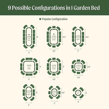 Vego garden Raised Garden Bed Kits, 17" Tall 9 in 1 8ft X 2ft Metal Raised Planter Bed for Vegetables Flowers Ground Planter Box-British Green