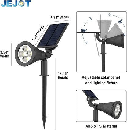 Solar Lights Outdoor Waterproof IP65,3000K Super Bright LED,2 Lighting Modes, Solar Powered Yard Garden Solar Spot Lights for Flag Landscape Auto On/Off-1 Pack