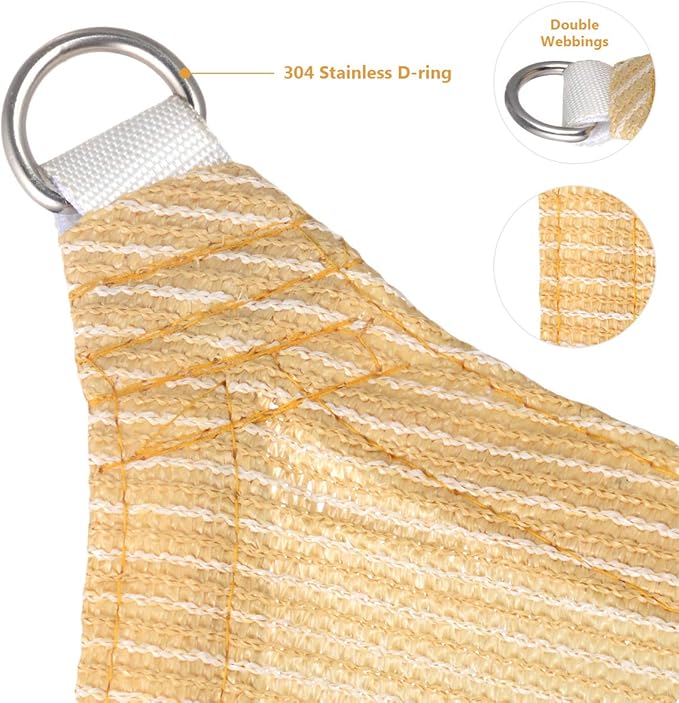 Eden's Decor Straight Flat-Edged Sun Shade Sail Rectangular 16' x 22' Beige UV-Blocking Outdoor Canopy Fabric Cloth Awning for Pergola Patio Garden Backyard Custom Size