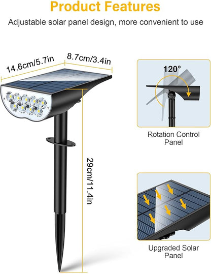 BAXIA TECHNOLOGY Solar Spotlights Outdoor Waterproof, 3 Lighting Modes Spot Lights Outdoor Solar Lights for Yard Pathway Driveway Landscape, Warm White, 4 Pack