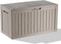 90 Gallon Outdoor Storage Box - Deck Box Container for Patio, Pool, and Garden-Waterproof and UV Resistant Resin,Lockable (Grey)