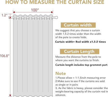 H.VERSAILTEX Linen Blackout Curtains Durable Thick Textured Linen Look 100% Blackout Patio Door Curtain Anti Rust Grommet Extra Wide Sliding Door Curtain Panel, Natural，W100 x L108 inch