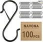100 Pcs S Hooks for Hanging Heavy Duty, 3.5-inch Heavy Duty Metal S Hook with Safety Buckle, Suitable for 0.5 inch Rods, S Hook for Hanging Plants, Closet, Kitchen Utensil, Pot, Pan, Bags