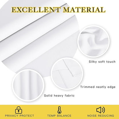 NICETOWN White Room Darkening Curtain 72 inches Long - Grommet Noise Reducing Thermal Insulated Solid Modern Window Treatments for Bedroom/Porch (1 Panel, W66 x L72)