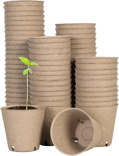 VIVOSUN Peat Pots, 60 Packs 3.15-Inch Seed Starting Pots with Drainage Holes, Round Nursery Pot, 20 Plant Labels for Flowers, Plants, Vegetables, 60Pcs
