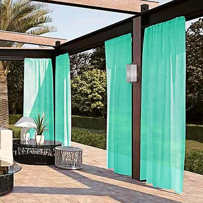 SpaceDresser Waterproof Outdoor Sheer Curtains for Patio - 2 Panels Rod Pocket Indoor Voile Sheer Curtain for Living Room,52W x 96L inch, Turquoise