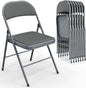 VINGLI 8 Pack Folding Chairs with Padded Seats, Metal Frame with Pu Leather Seat & Back, Capacity 350 lbs, Gray