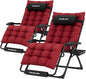 UDPATIO Oversized Zero Gravity Chair Set of 2, 29In XL Patio Reclining Chair with Cushion, Outdoor Folding Recliner with Pillows|Cup Holder|Foot Rest|Padded Headrest, Burgundy, Support 500LB
