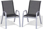 Patio Chairs Set of 2, Easily Set Up Stackable Outdoor Dining Chairs with High Back and Wide Seat, All Weather Breathable Outdoor Chairs Set of 2 with Metal Frame for Backyard Deck Pool, Black