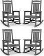 SERWALL Outdoor Rocking Chair Set of 4, HDPE Patio Rocking Chair, All-Weather Porch Rocker for Balcony, Yard, Dark Gray