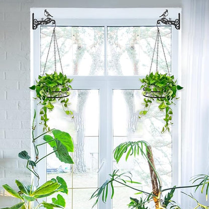 2-Pack Aesthetic Plant Hanger Indoor and Outdoor – 10 Inch Metal Hanging Plant Bracket with Beautiful Bird Pattern – Anti Rust Plant Hooks for Hanging Plants, Bird Feeder, Wind Chime, Lantern
