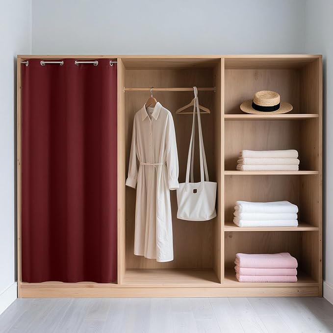 Joydeco Blackout Door Curtain for Doorway Privacy 78 Inches Long, Grommet Closet Curtain for Open Closet, Room Divider for Bedroom Living Room (Burgundy Red, 40Wx78L, 1 Panel)