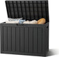 Outdoor Storage Box, Resin Deck Boxes Indoor and outdoor, Waterproof Storage Box Lockable Lid (Black, 45 Gallon)