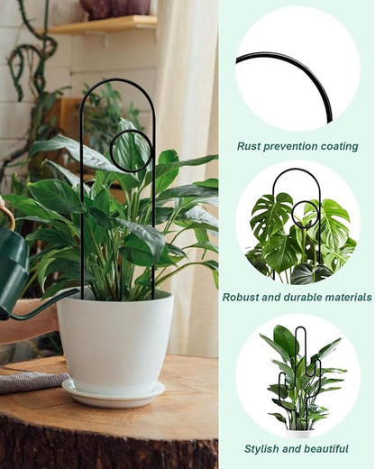 Small Plant Trellis for Climbing Plants Indoor - 13.8 Inch Trellis Indoor with Different Patterns for Vine Ivy Flower Plant Support, Metal Garden Trellis for Potted Plants, Set of 4 (Black)