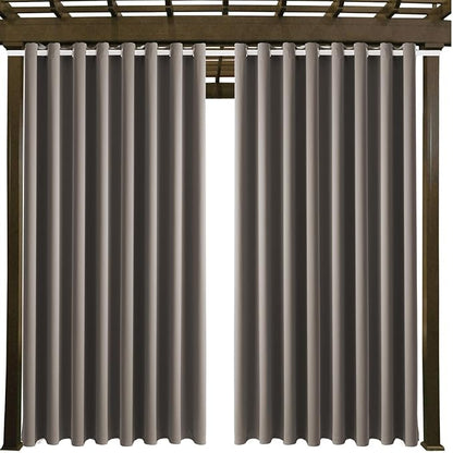 Waterproof Outdoor Curtain W105 x L84 - Grommet Top Sunlight Blocking Window Treatment Drapes Blackout Curtains for Home Bedroom Living Room Outdoor Patio Porch Gazebo (Taupe, 2 Panels)