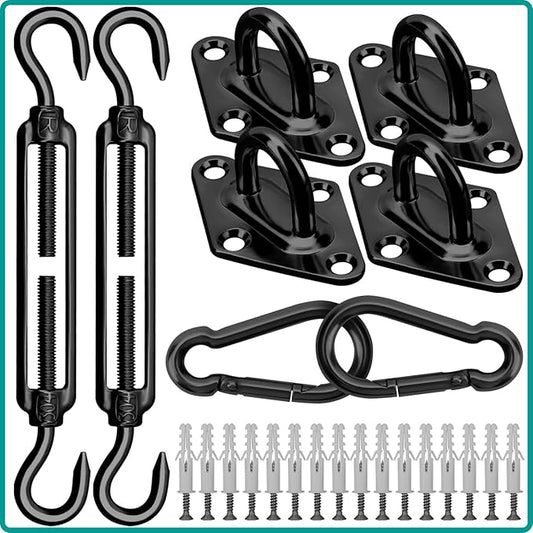 Sun Shade Sail Hardware Kit 6 Inch for Rectangle & Triangle Shade Sail Install, Stainless Steel ShadeSail Fixing Accessories for Outdoor Patio Canopy Garden, Heavy Duty Awning Attachment 40 Set