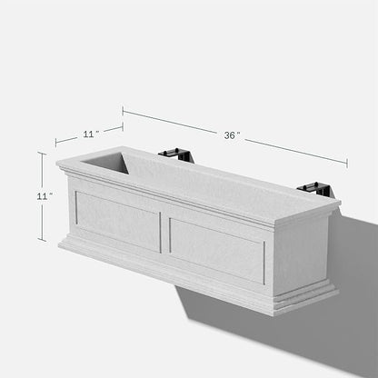 Veradek Brixton Series Plastic Railing Planter - Rectangular Planter for Outdoor Deck/Balcony | Crack-Resistant with Adjustable Rail Attachment | Classic Estate Design for Herbs, Succulents, Flowers