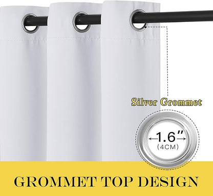 NICETOWN Greyish White Room Darkening 72 inch Curtain, Grommet Thermal Insulated Light Blocking Sound Reducing Window Treatment for Bedroom/Sliding Glass Door, W100 x L72, 1 Panel