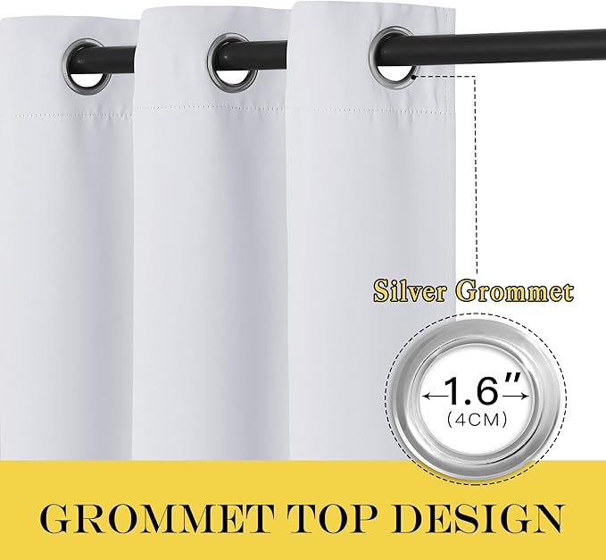 NICETOWN Room Darkening Curtain for Bedroom - (Greyish White/Silver Grey Color) Solid Thermal Insulated Blind Room Darkening Drape/Drapery for Windows,52x63 inches, 1 Pack