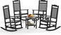 5 Piece Outdoor Rocking Bistro Set, Rocking Chairs Outdoor Furniture, Resin Waterproof Sun-Proof Patio Furniture Set for Garden, Pool, Backyard（5, Black）