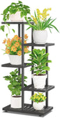 iDavosic.ly Plant Stand Indoor Outdoor, 4-Tier Tall Metal Flower Shelf for Heavy-Duty Large Planters, Corner Orchid Display Rack for Living Room Balcony Patio Porch, Space Saving, Modern Black