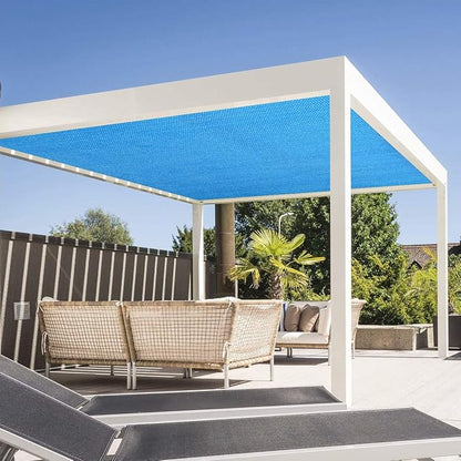 Eden's Decor Straight Flat-Edged Sun Shade Sail Rectangular 10' x 11' Blue UV-Blocking Outdoor Canopy Fabric Cloth Awning for Pergola Patio Garden Backyard Custom Size