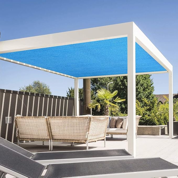 Eden's Decor Straight Flat-Edged Sun Shade Sail Rectangular 17' x 21' Blue UV-Blocking Outdoor Canopy Fabric Cloth Awning for Pergola Patio Garden Backyard Custom Size