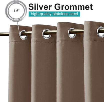 NICETOWN Outdoor Patio Curtain 95 inch Long, 66" Wide Gazebo Waterproof Outdoor Curtain for Deck, Summer Heat Reducing Drapes for Front Porch Pergola Garden Farmhouse, 1 Panel, Tan