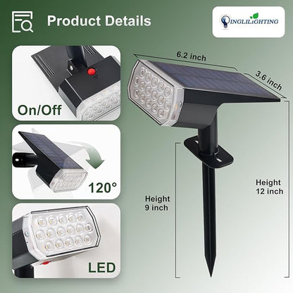DINGLILIGHTING Waterproof Solar Lights Outdoor: IP65 Led Spot Light Decorations for Garden - 3 Lighting Modes Solar Powered for Yard - Dust to Dawn Uplighting Landscape Pathway Drive Patios 6PC Warm