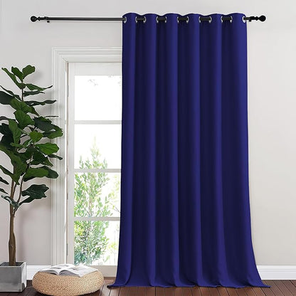 NICETOWN Blackout Room Divider Curtains for Sliding Glass Doors 102 Inches Long 1 Panel, Extra Wide Sliding Door Curtains for Doorway Patio Bedroom Living Room (Navy Blue, 80Wx102L, 1 Panel)