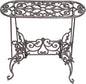 Sungmor Heavy Duty Cast Iron Potted Plant Stand Garden Table - 22.6IN. 1 Tier Metal Stands - Decorative & Vintage Style Indoor Outdoor Corner Shelf for Planters Vases Lanterns Ornaments Books and More