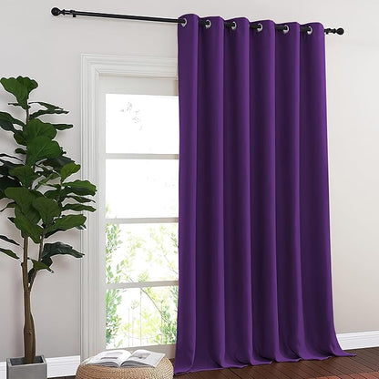 NICETOWN Blackout Sliding Glass Door Curtains, Room Darkening Thermal Insulated Curtains for Living Room Bedroom, Extra Wide Window Drapes, 1 Panel, W80 x L118, Royal Purple