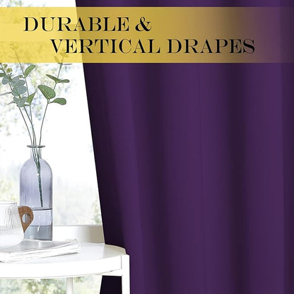NICETOWN Blackout Curtains for Sliding Glass Door Room Divider Noise Reduce Curtain Panel Portable Window Screen Sliding Partition, W100 x L102 inches, 1 Panel, Royal Purple