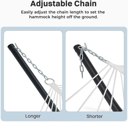 SUPERJARE Hammock with Stand, 2 Person Heavy Duty Hammock with Padded Cotton, Detachable Pillow & Strong Curved-Bar & Portable Carrying Bag, Perfect for Outdoor & Indoor - Dark Cyan