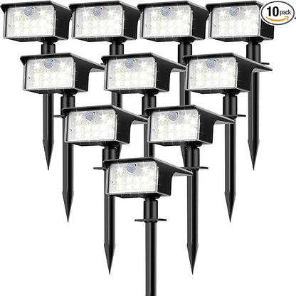 nipify Solar Spot Lights Outdoor Motion Sensor, [10 Pack/62 LED] 3 Modes Solar Spotlights Outdoor Waterproof IP65, 2-in-1 Solar Landscape Lighting Yard Lights for Garden Patio Walkway, Cool White
