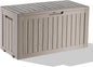75 Gallon Waterproof Outdoor Storage Box,Resin Deck Box,Lockable Outside Storage Box Container for Patio Furniure,Garden,Pool Tools (75 Gallon,Grey)