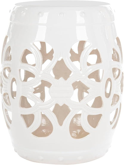 Safavieh Castle Gardens Collection Imperial Vine Antique White Glazed Ceramic Garden Stool
