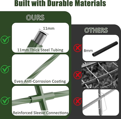 Miory Cucumber Trellis for Raised Beds, 32 x 63 Inch Metal U-Frame Garden Trellis for Climbing Plants Outdoor with Climbing Net, Plant Support for Cucumber Tomato Bean Pea