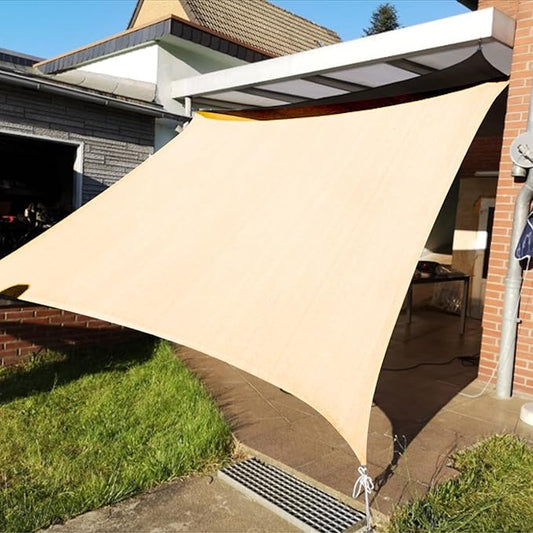 KANAGAWA 8'X10' Cream Sun Shade Sail Rectangle UV Block Canopy Cover for Patio Backyard Lawn Garden Outdoor
