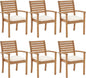 OC Orange-Casual Stackable Patio Dining Chairs Set of 6, Outdoor Acacia Wooden Chairs w/Armrest & Removeable Fabric Cushion, for Porch, Backyard, Garden, Indoor, Beige