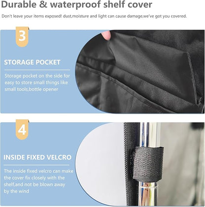 Waterproof Shelf Cover,Outdoor 600D Heavy Duty Dustproof Storage Shelves Cover,36''x14''x72'' Shelf Covers for Wire Shelving with Zippers,Storage Rack Covers with Clear Front