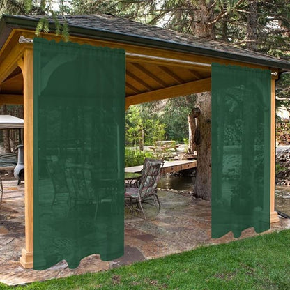 SpaceDresser Waterproof Outdoor Sheer Curtains for Patio - 2 Panels Rod Pocket Indoor Voile Sheer Curtain for Living Room,52W x 108L inch, Foliage Green