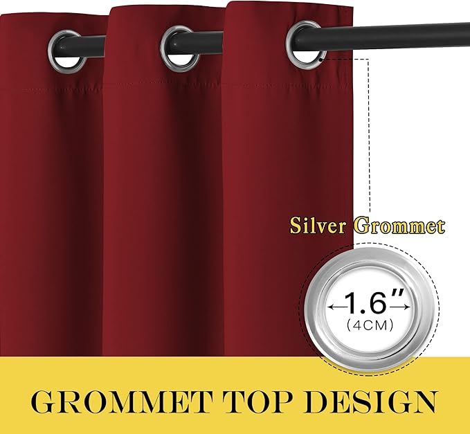 NICETOWN Window Treatment Curtains Blind - (Burgundy Red) Home Decor Energy Smart Thermal Insulated Window Treatment Drape/Drapery for Patio Door, 52x95 Inch,1 Piece